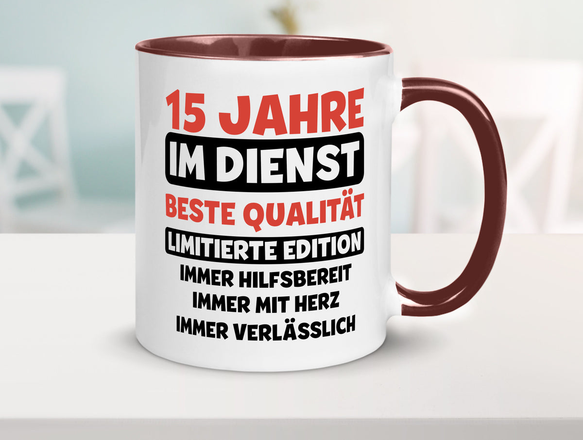 15 Jahre im Dienst | Jubiläum Arbeit v3 lustig Kollegen Büro Geschenk Tasse