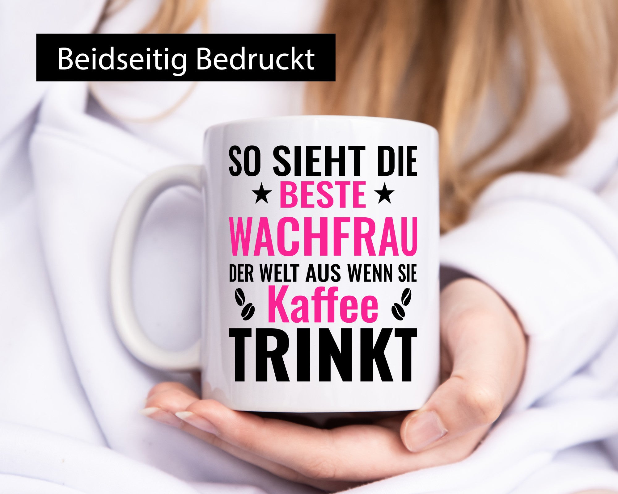 Kaffee trinkt: Wachfrau | Wachpersonal Nachtwächter lustiger Spruch Geschenk