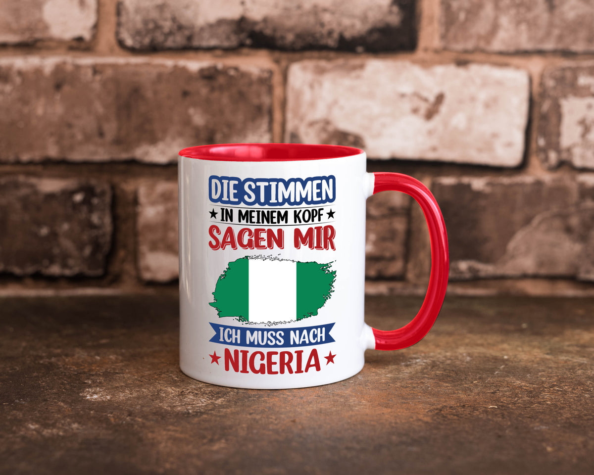 Nigeria | Urlaub Stimmen in meinem Kopf Traumland Geschenk Humor Geschenkidee Tasse