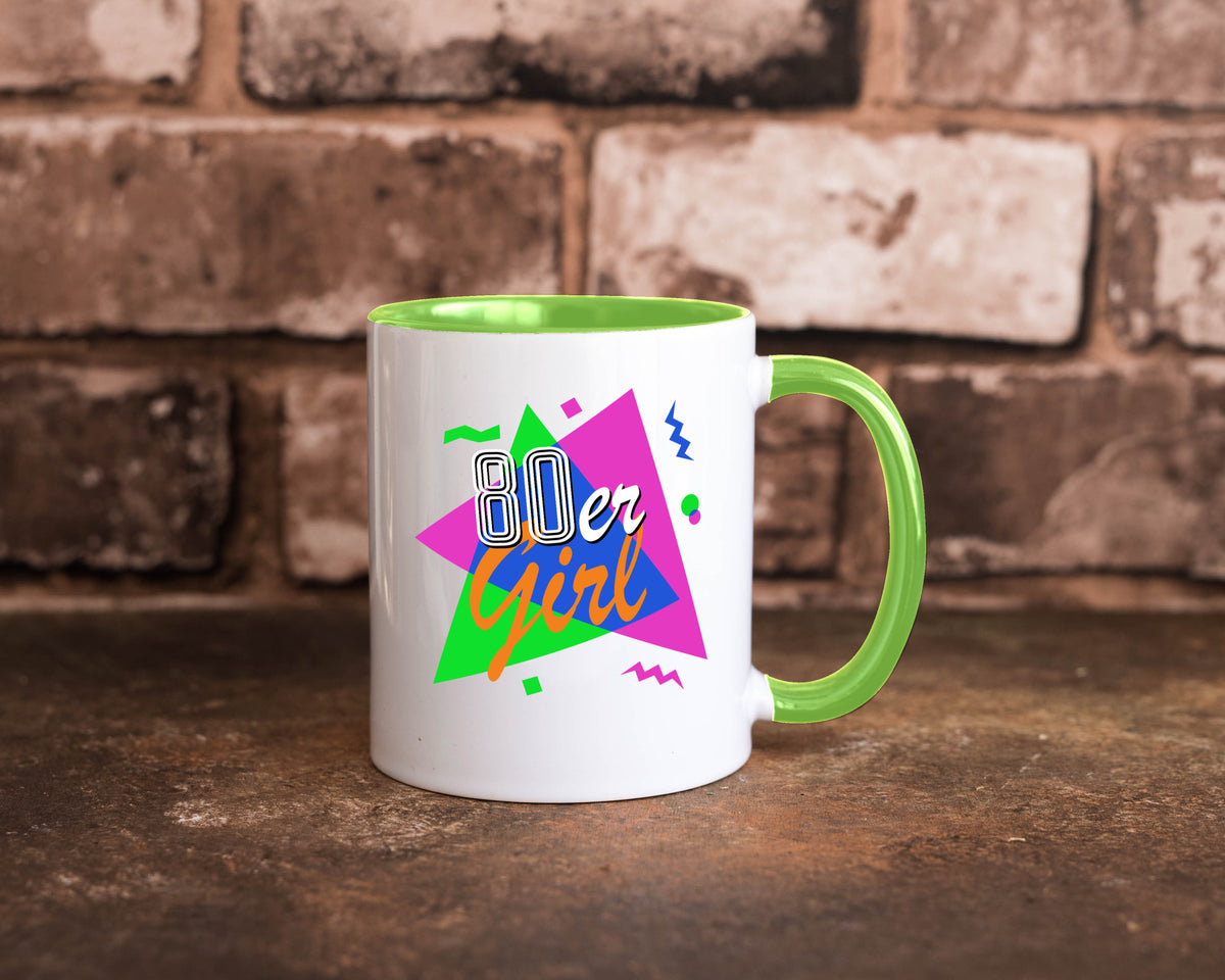 80er Girl - Jahre bunt + verrückt retro Humor Geschenkidee Tasse