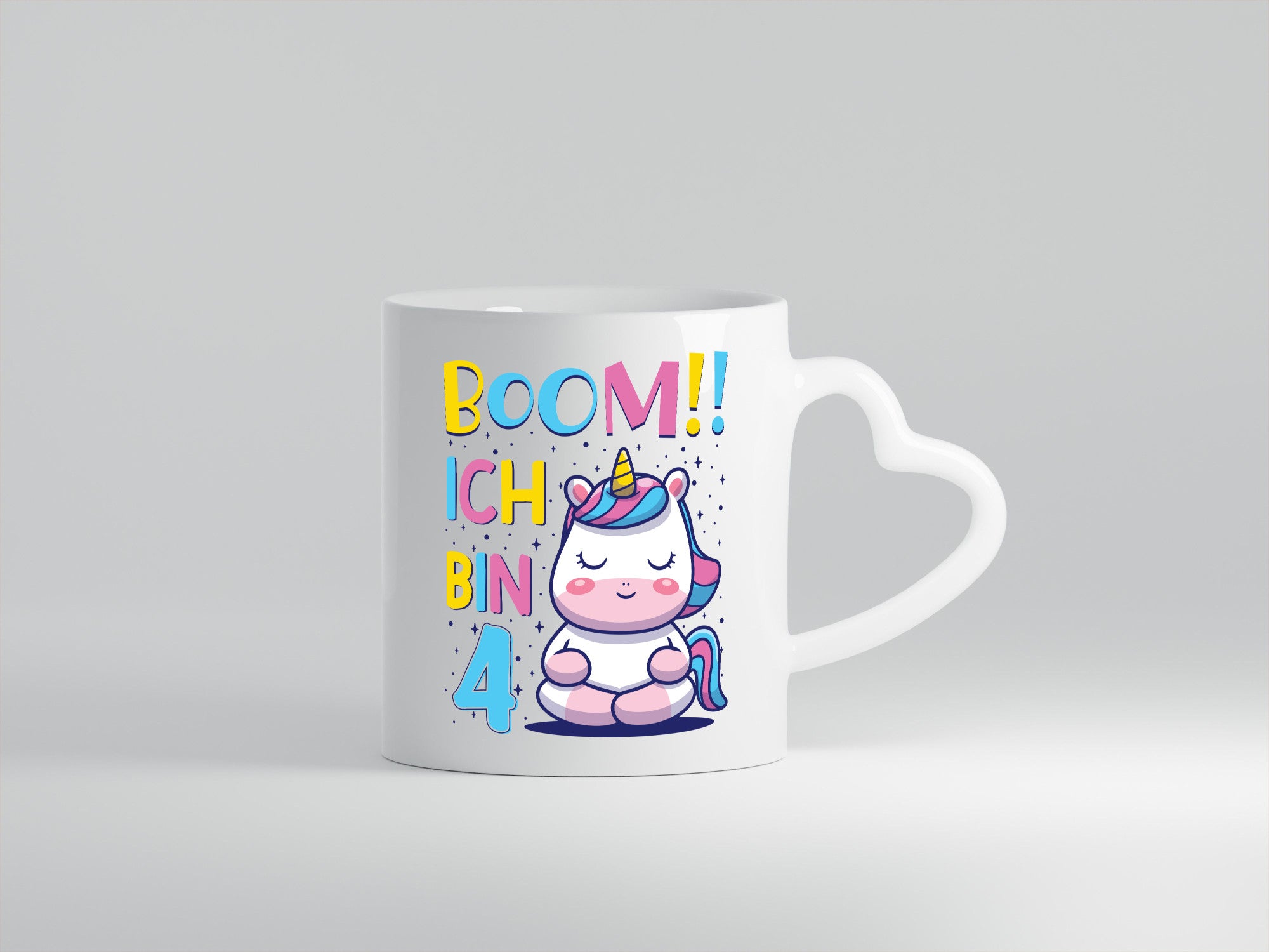 Boom!! Ich bin 4 | Einhorn Sterne Geschenkidee Humor Tasse