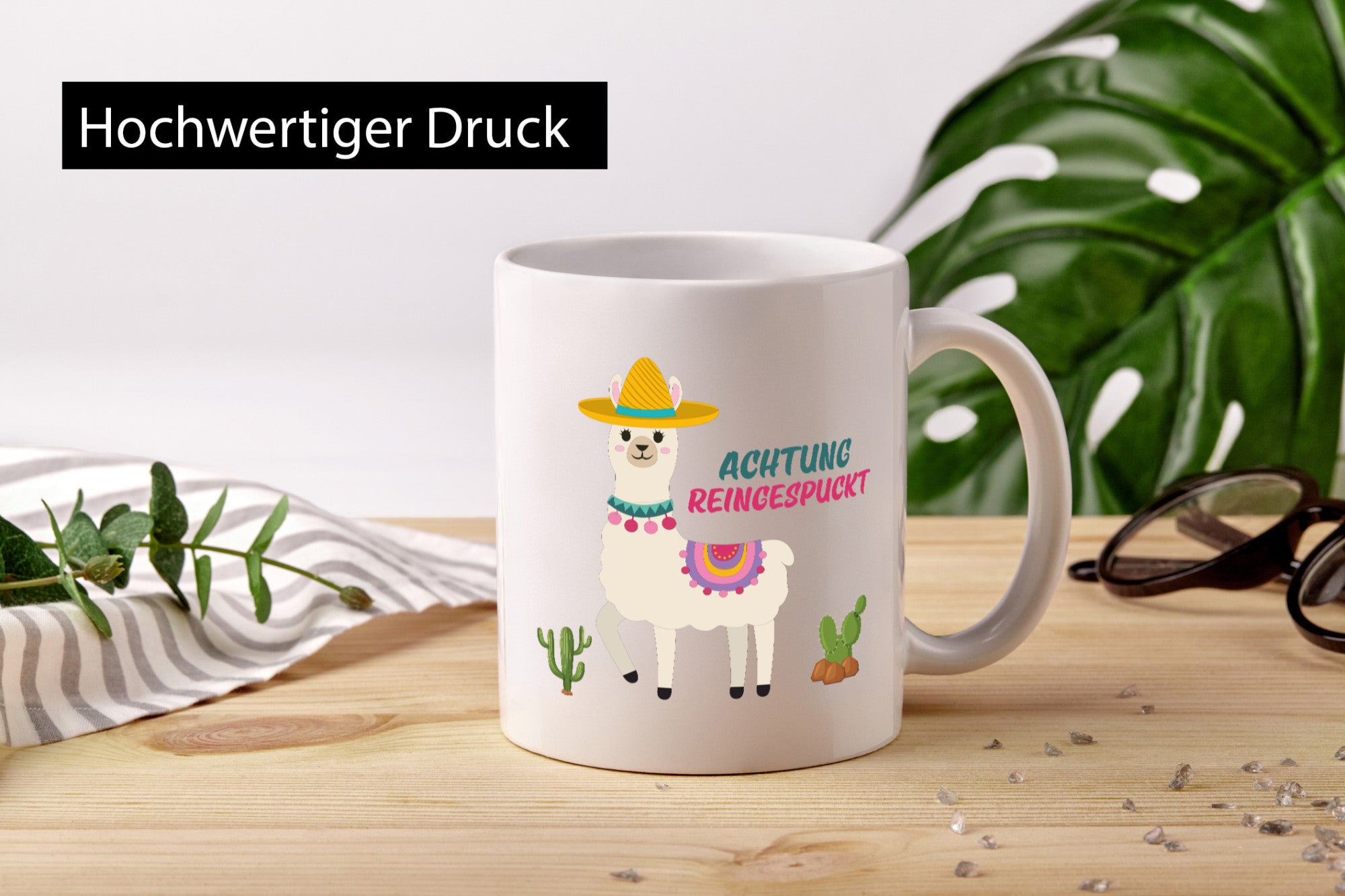 Achtung Reingeguckt | Lustiges Lama lustig Humor Geschenkidee Geschenk Tasse