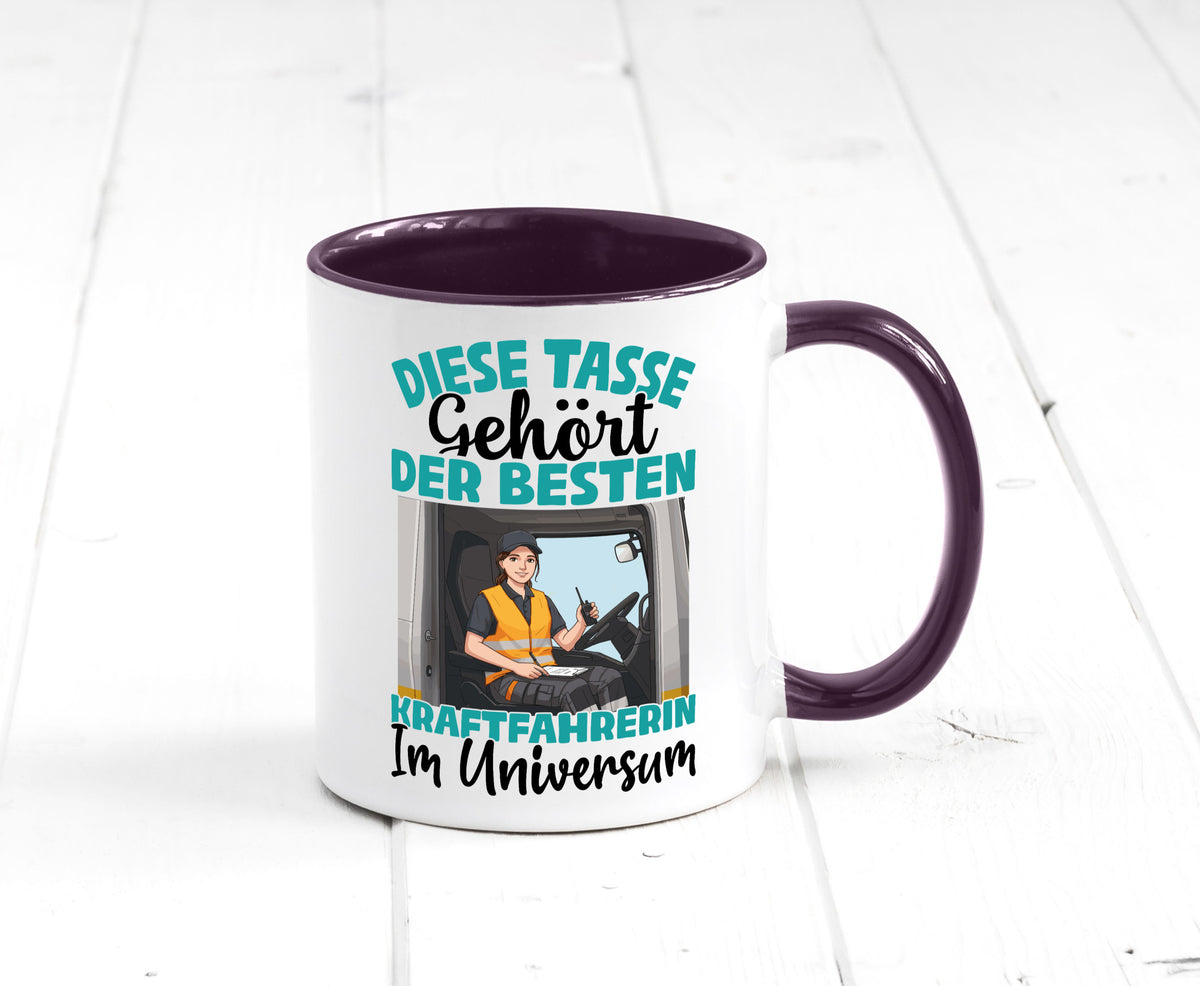 Im Universum: Kraftfahrerin | Lastwagen LKW lustig Humor Geschenkidee Geschenk Tasse