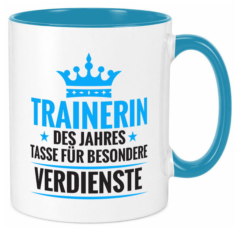 Besonderer Verdienst: Trainerin | Sportverein Humor Geschenk Geschenkidee Tasse