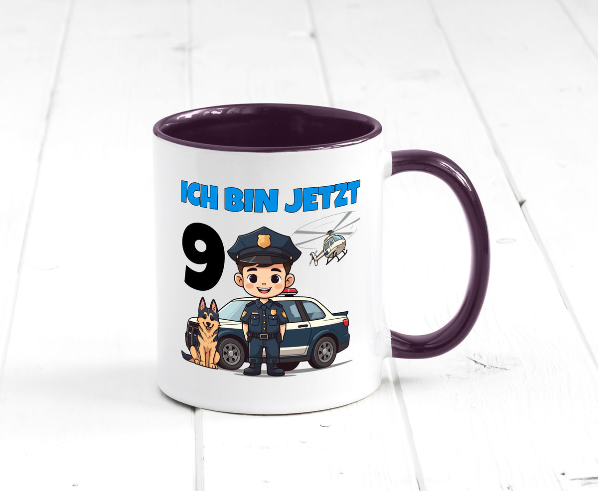 9. Geburtstag | 9 Jahre Polizei Kind Polizeiauto lustig Geschenkidee Geschenk Tasse