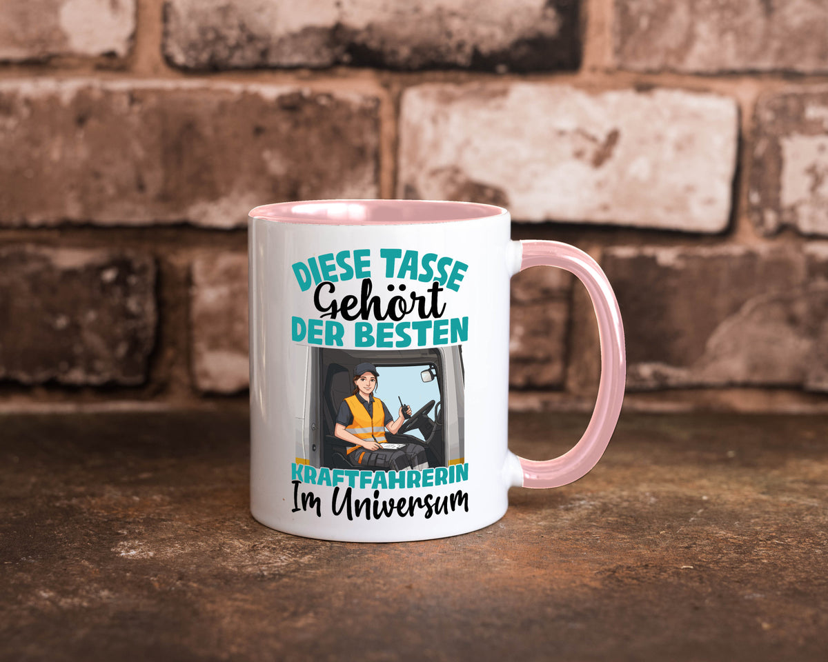 Im Universum: Kraftfahrerin | Lastwagen LKW lustig Humor Geschenkidee Geschenk Tasse