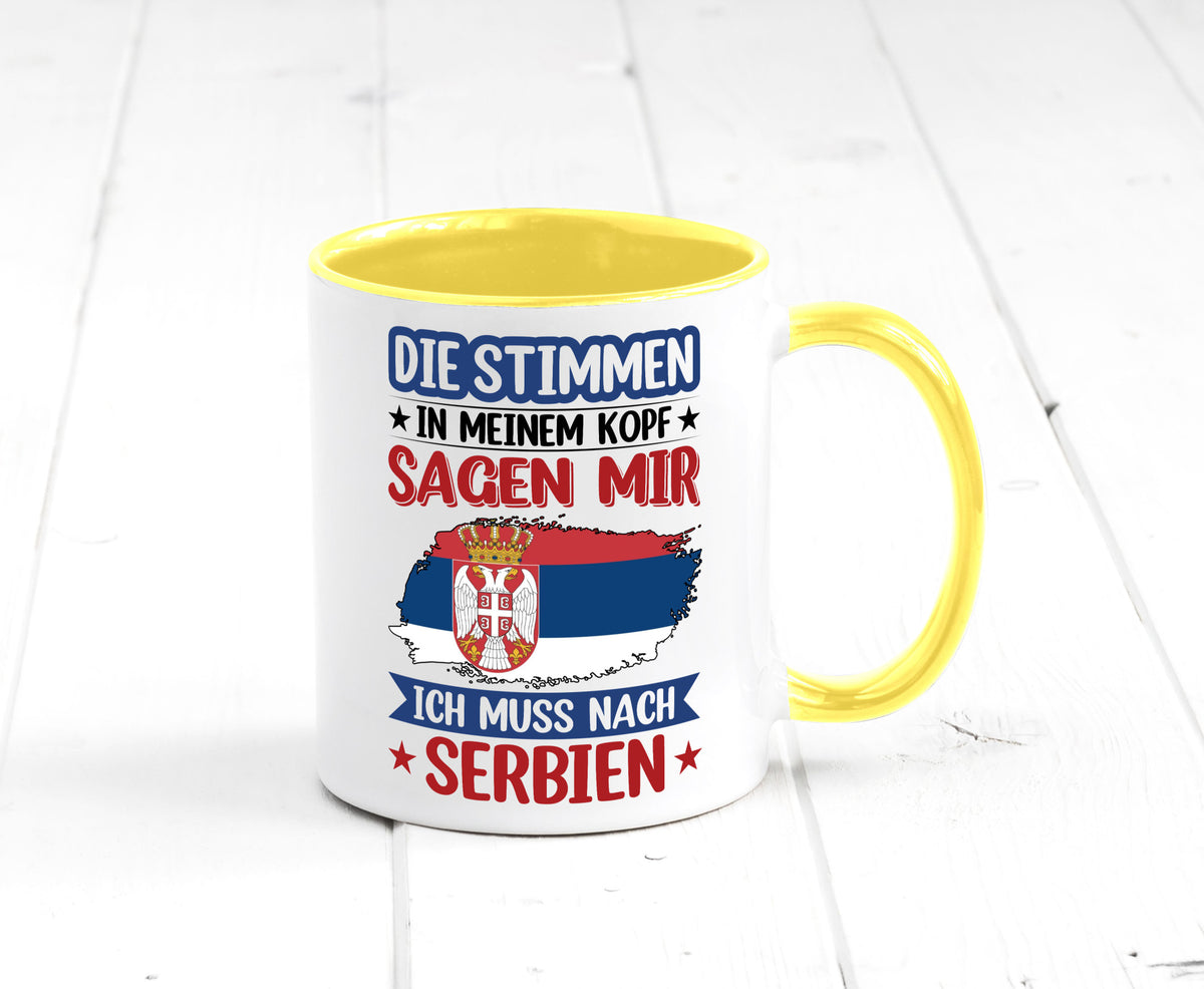 Serbien | Urlaub Stimmen in meinem Kopf Traumland v2 Geschenk Humor Tasse