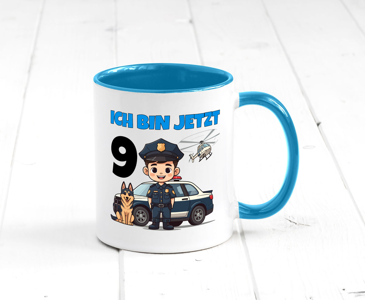 9. Geburtstag | 9 Jahre Polizei Kind Polizeiauto lustig Geschenkidee Geschenk Tasse
