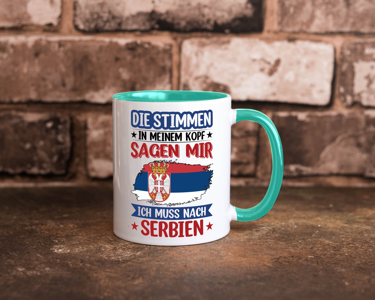 Serbien | Urlaub Stimmen in meinem Kopf Traumland v2 Geschenk Humor Tasse