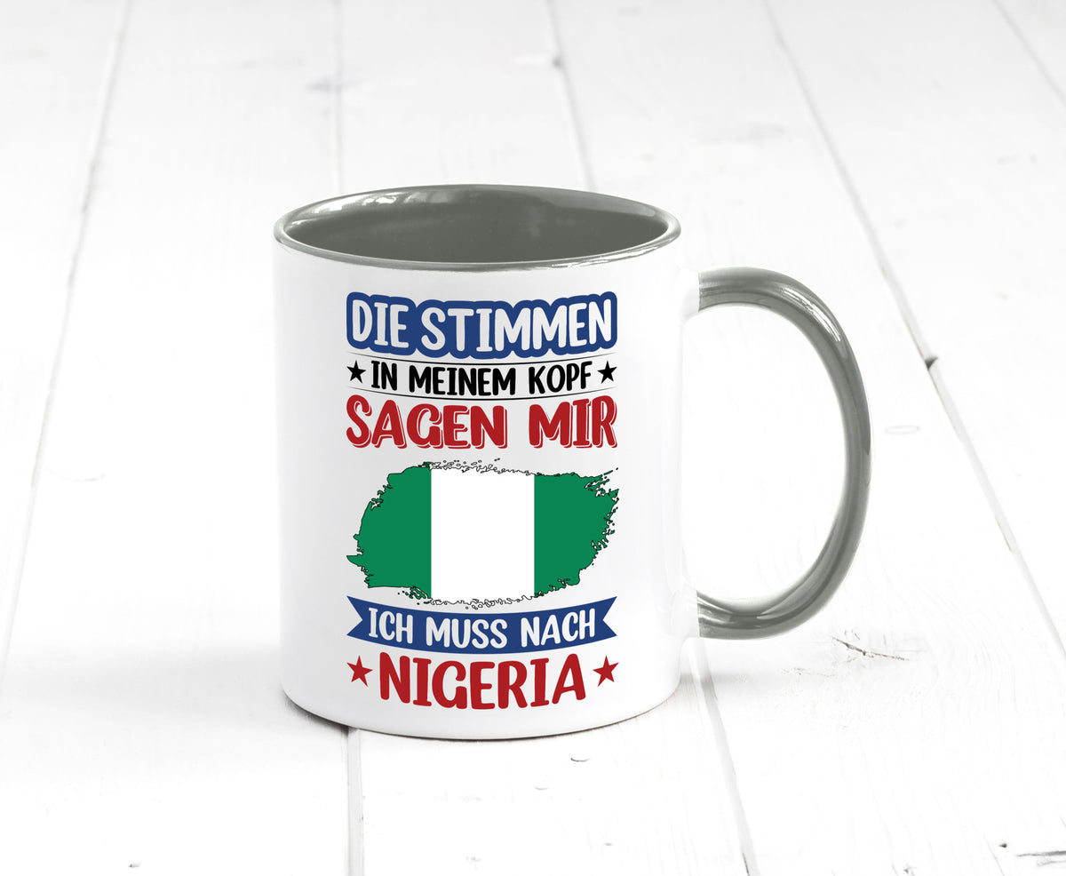Nigeria | Urlaub Stimmen in meinem Kopf Traumland Geschenk Humor Geschenkidee Tasse