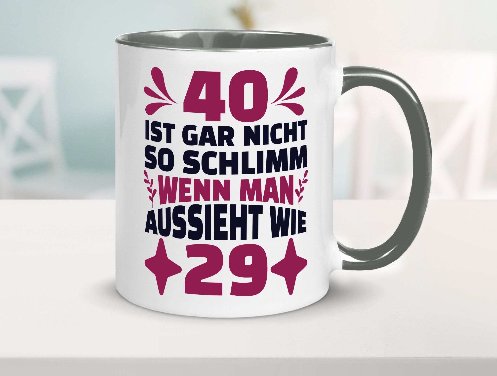 40 ist gar nicht schlimm | 40. Geburtstag Jung aussehen Geschenkidee Humor Tasse