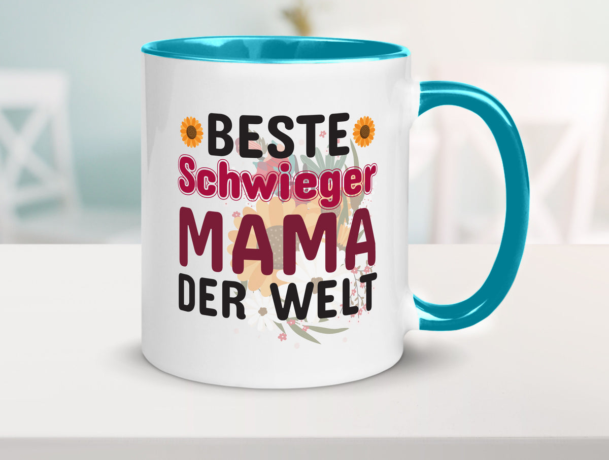 Beste Schwiegermama | Schwiegermutter Tasse Blumen Humor Familie Geschenkidee