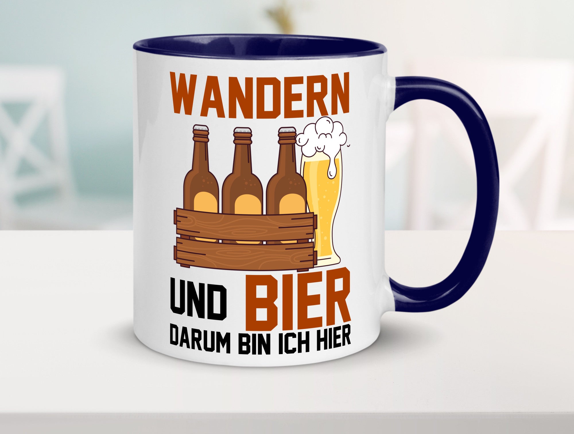 Wandern und Bier darum bin ich hier | Bierkasten lustiger Spruch Geschenk Humor
