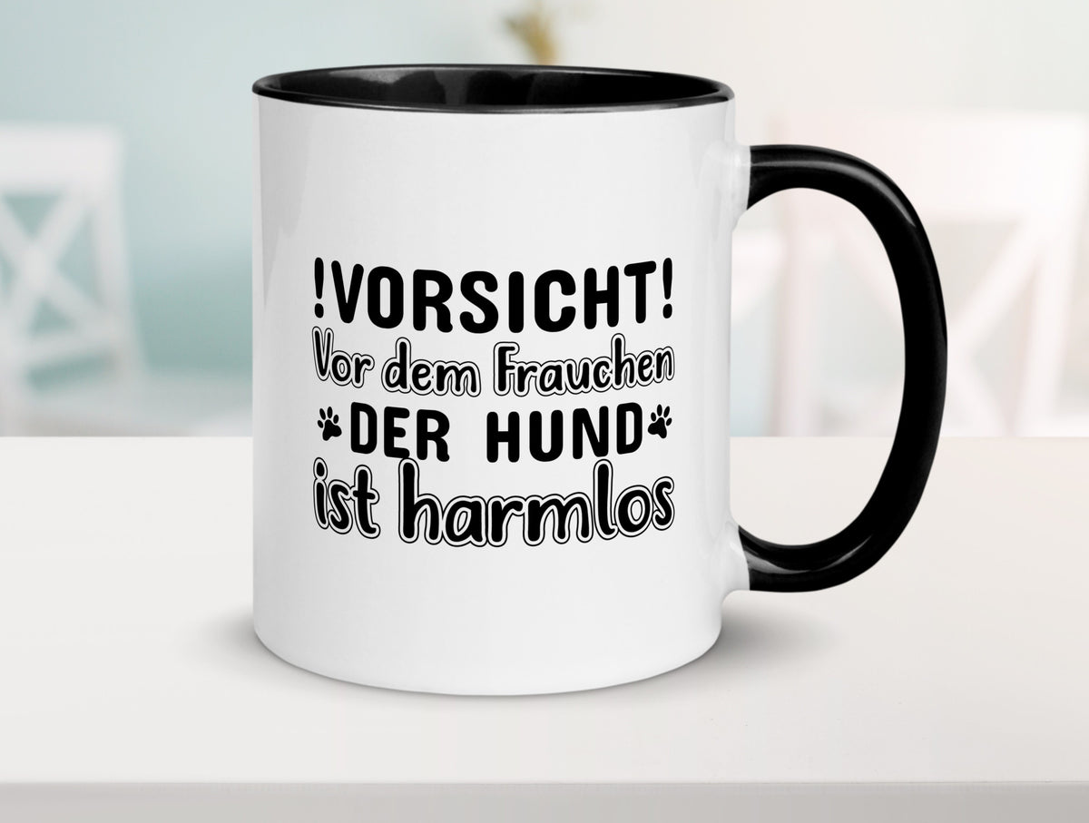 Vorsicht vor dem Frauchen | Hundebesitzerin Pfoten Geschenkidee Tierliebhaber Tasse