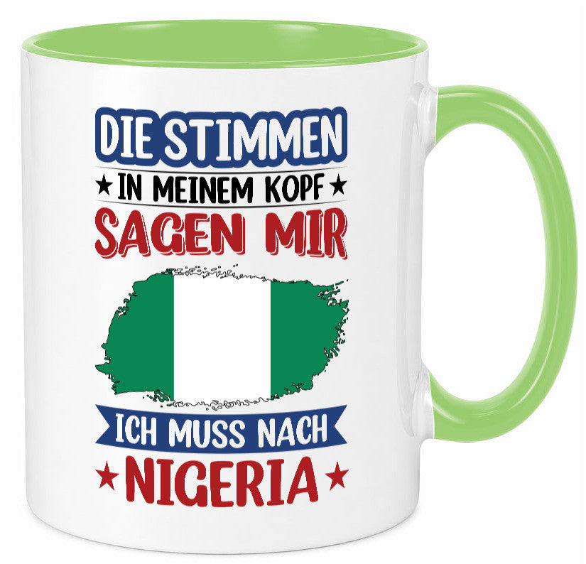 Nigeria | Urlaub Stimmen in meinem Kopf Traumland Geschenk Humor Geschenkidee Tasse