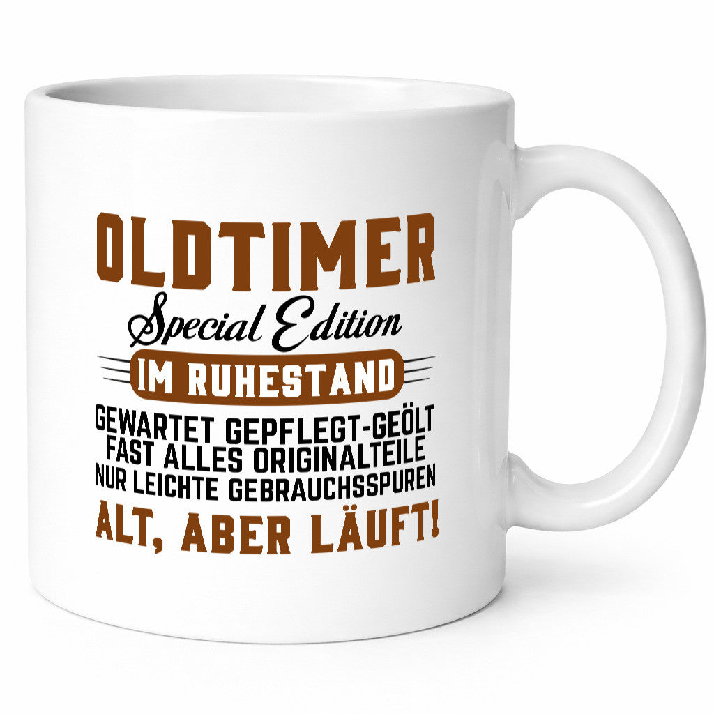Oldtimer | Rentner Ruhestand Alt aber läuft Humor Jubiläum Geschenkidee Tasse
