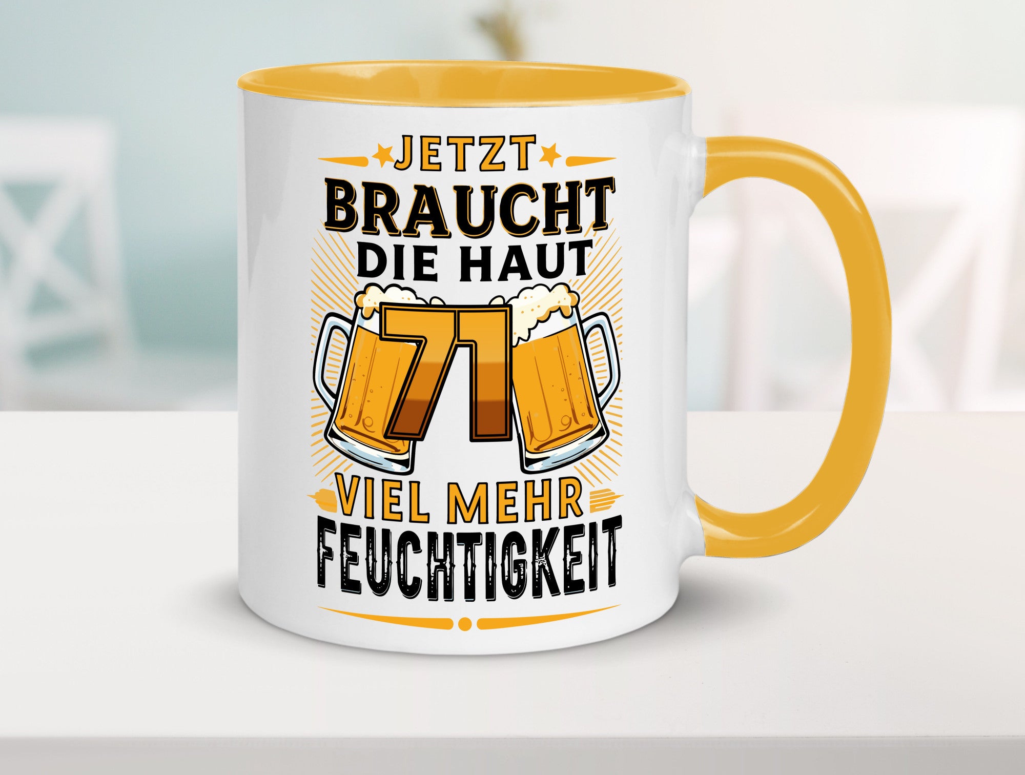 71 braucht die haut mehr Feuchtigkeit | 71. Geburtstag Geschenkidee Humor Tasse