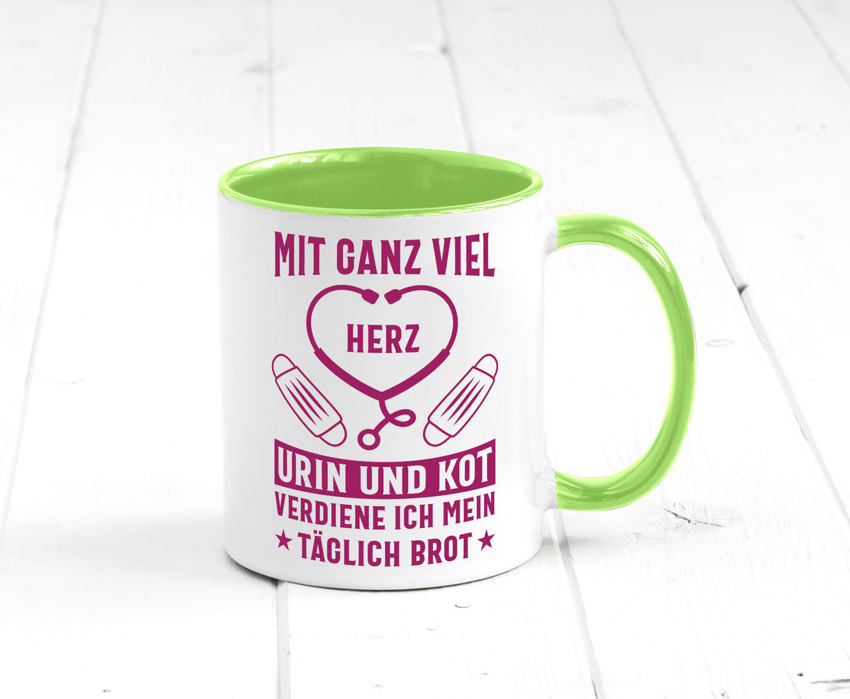 Herz, Urin, Kot, damit verdien ich mein Brot | Stethoskop Geschenk Humor Tasse