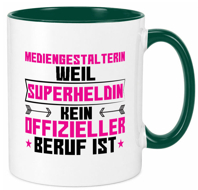 Superheldin Mediengestalterin | Medien lustiger Spruch Geschenk Humor Tasse