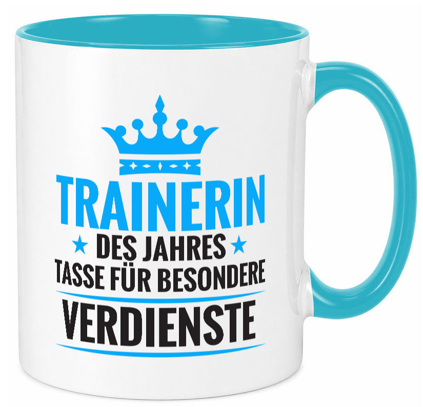 Besonderer Verdienst: Trainerin | Sportverein Humor Geschenk Geschenkidee Tasse