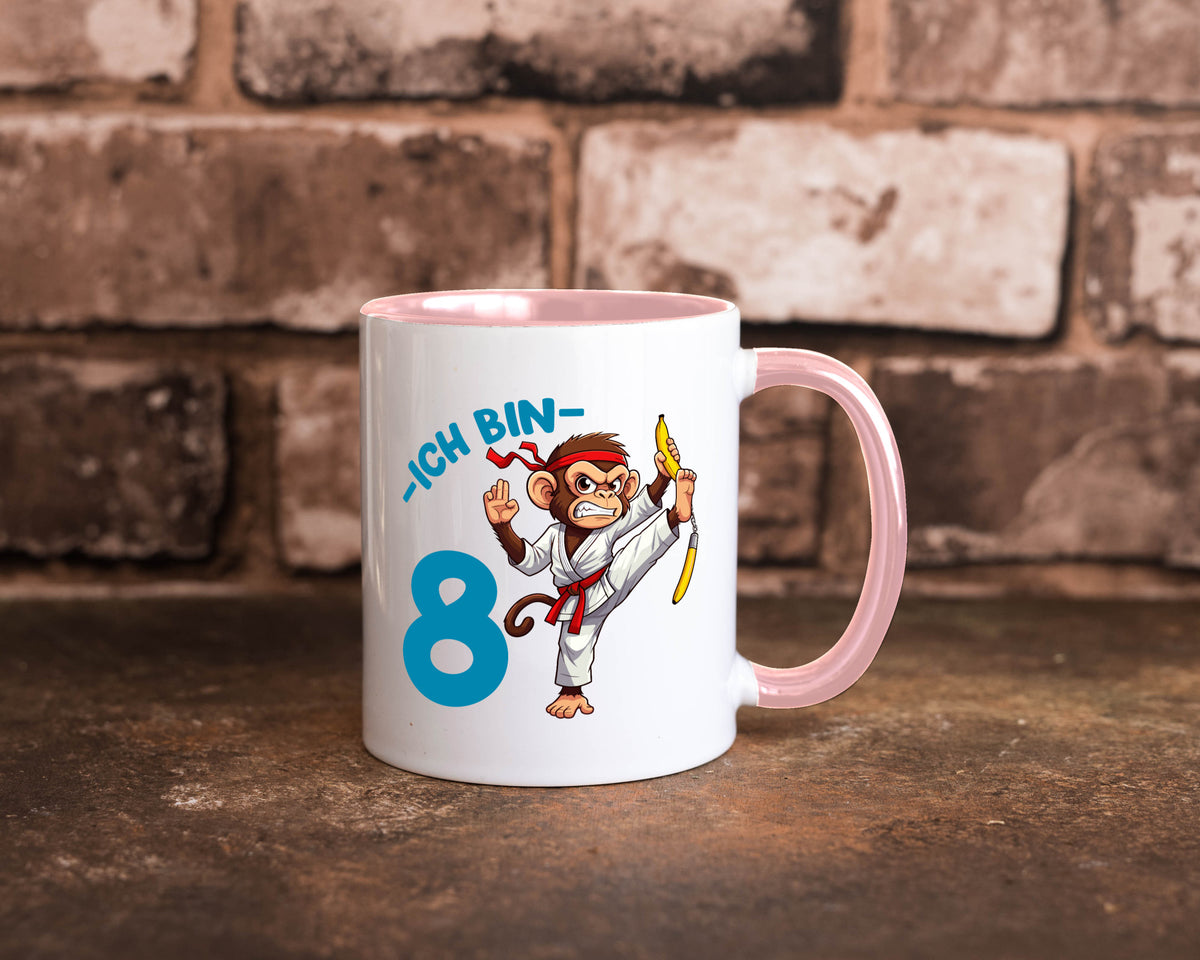 Ich bin 8 | 8. Geburtstag Karate Kampfsport Affe lustiger Spruch Geschenk Tasse