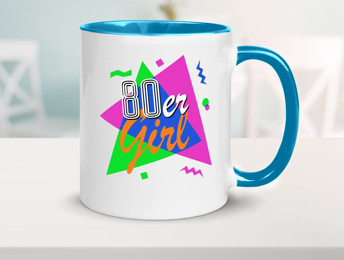80er Girl - Jahre bunt + verrückt retro Humor Geschenkidee Tasse