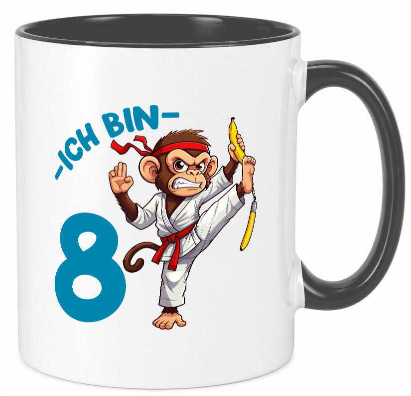 Ich bin 8 | 8. Geburtstag Karate Kampfsport Affe lustiger Spruch Geschenk Tasse