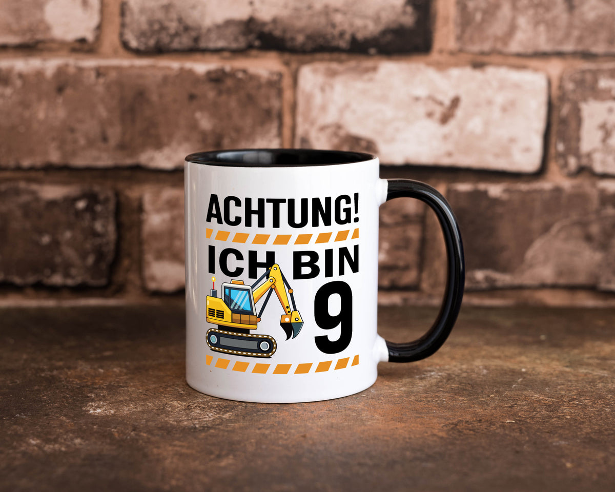 9 Geburtstag Ich bin | Bagger Junge lustiger Spruch Geschenk Geschenkidee Tasse