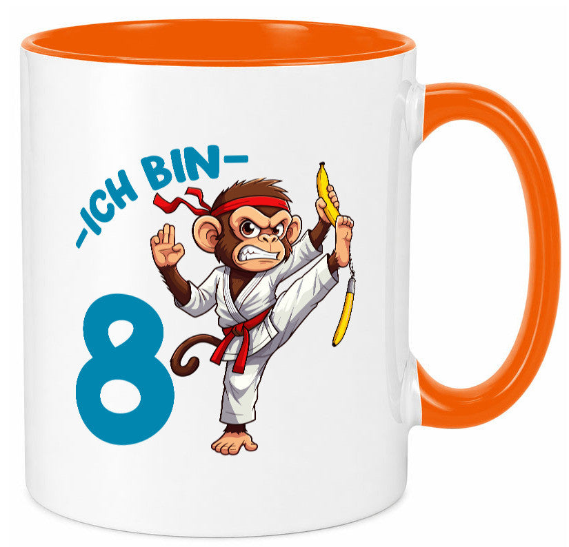 Ich bin 8 | 8. Geburtstag Karate Kampfsport Affe lustiger Spruch Geschenk Tasse