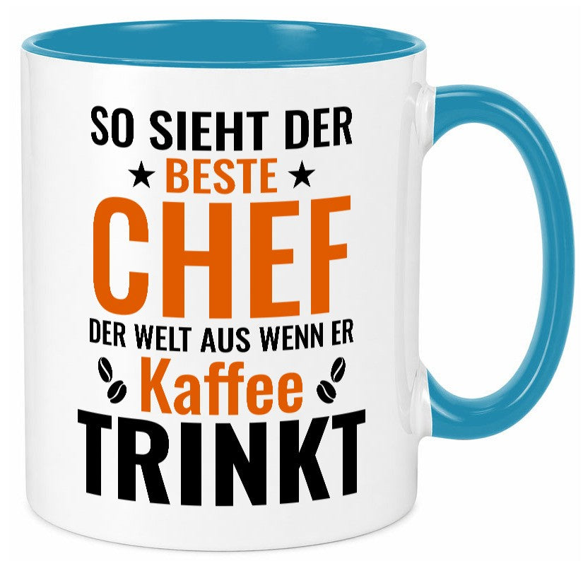 Kaffee trinkt: Chef | Führungskraft Vorgesetzter Humor Arbeit Kollegen Büro Tasse