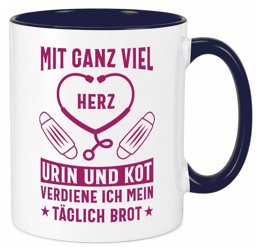 Herz, Urin, Kot, damit verdien ich mein Brot | Stethoskop Geschenk Humor Tasse