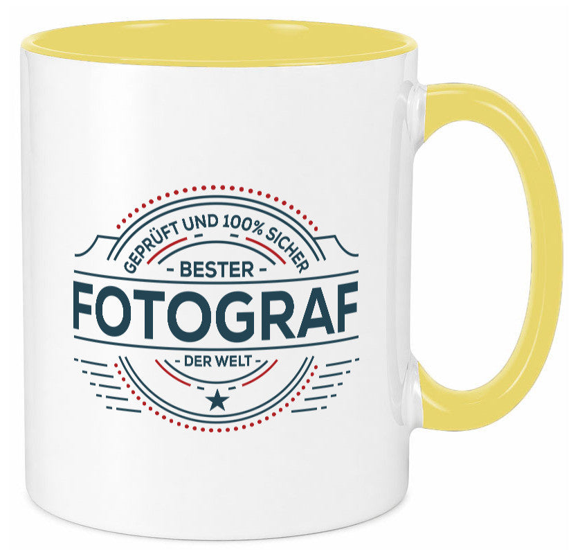 Geprüft und sicher: Fotograf | Fotografie Kamera Humor Geschenkidee Tasse