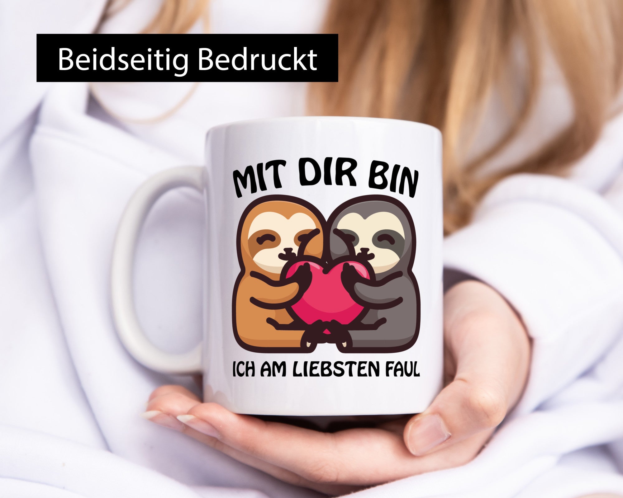 Faul mit dir Faultier lustig Tierliebhaber Humor Geschenk Tasse