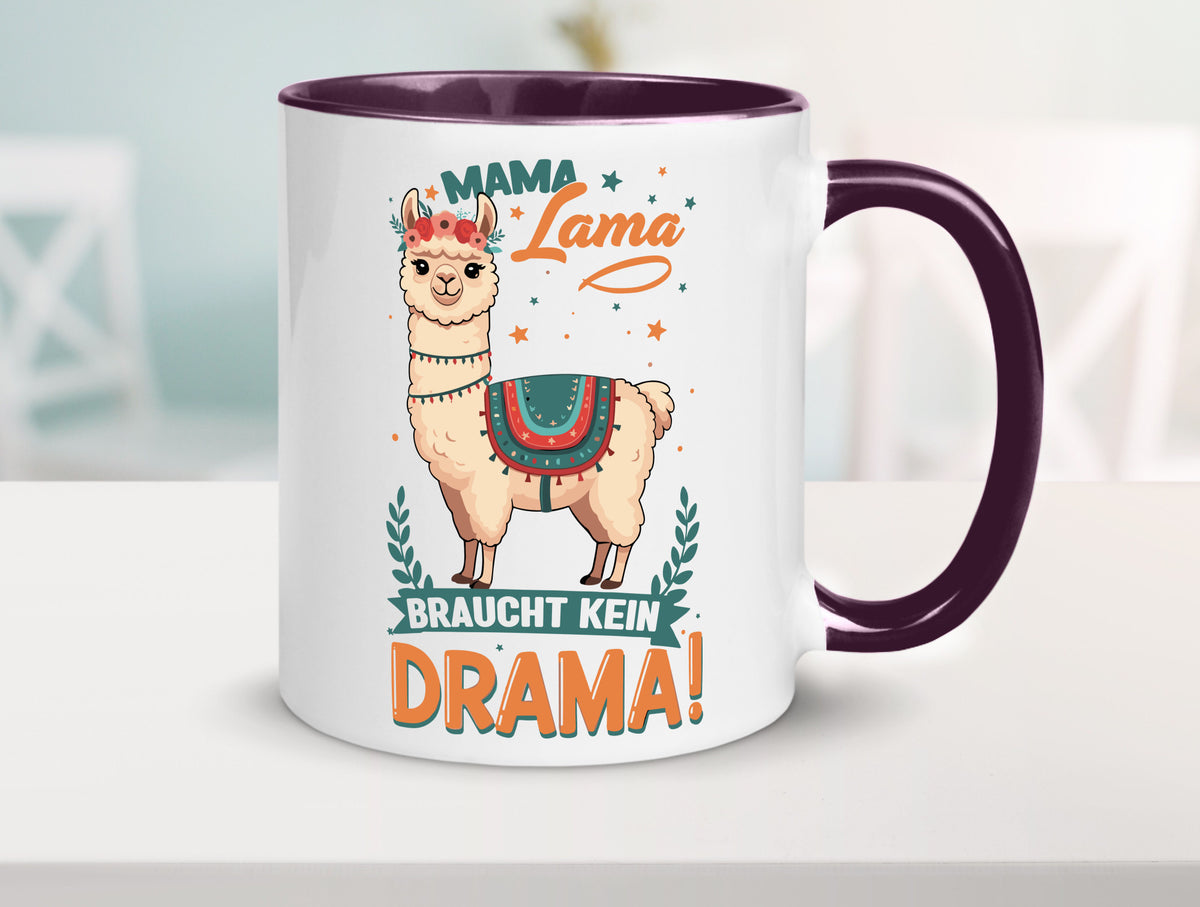 Mama Lama braucht kein Drama | Muttertag Humor Familie Geschenkidee Tasse