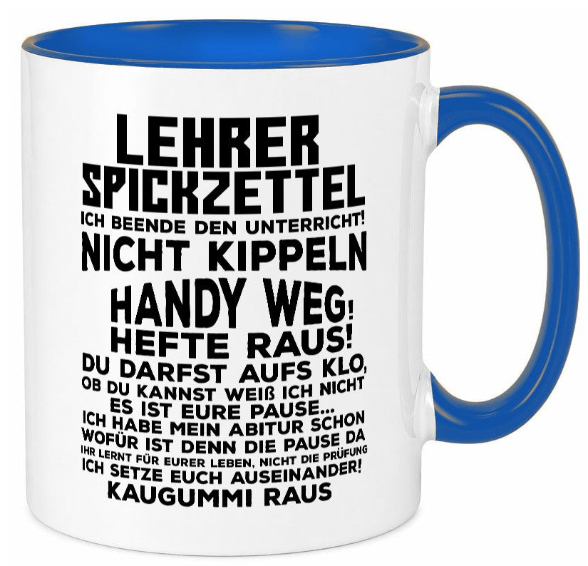 Lehrer Spickzettel | Beruf Tasse lustiger Spruch Geschenkidee Arbeit Kollegen