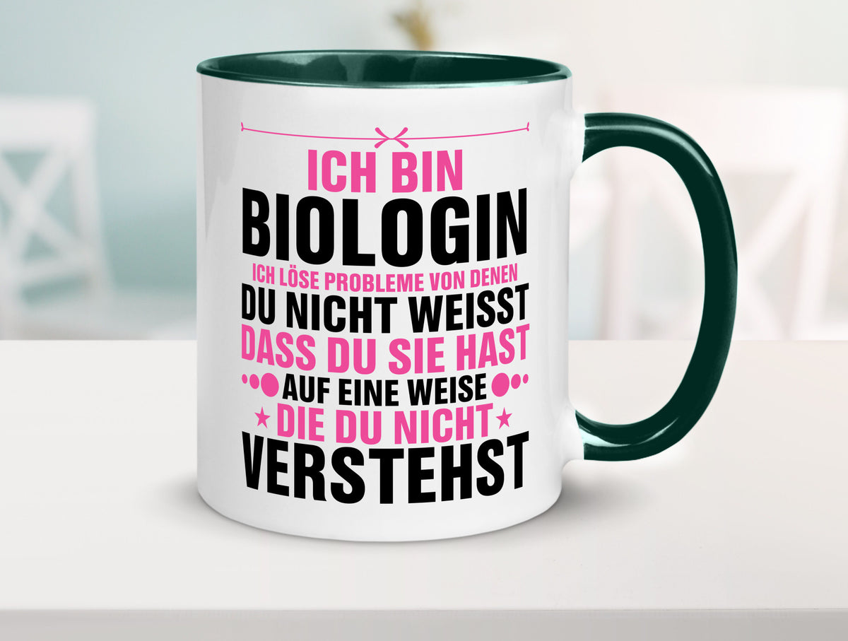 Löse Probleme: Biologin | Biologie Naturforscherin lustig Humor Geschenkidee Tasse