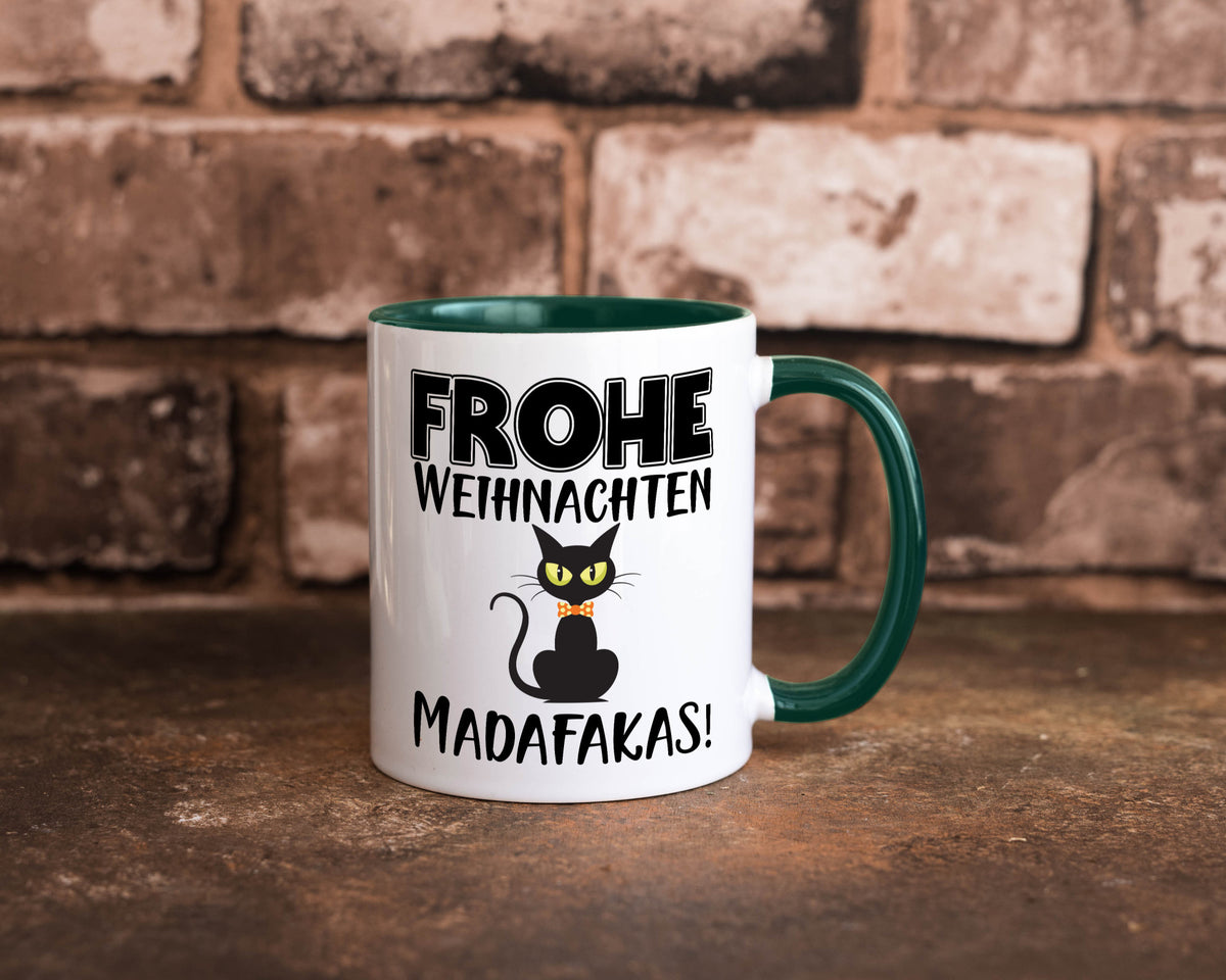 Frohe Weihnachten Madafakas! | Katze Tasse Vintage lustiger Spruch Geschenk