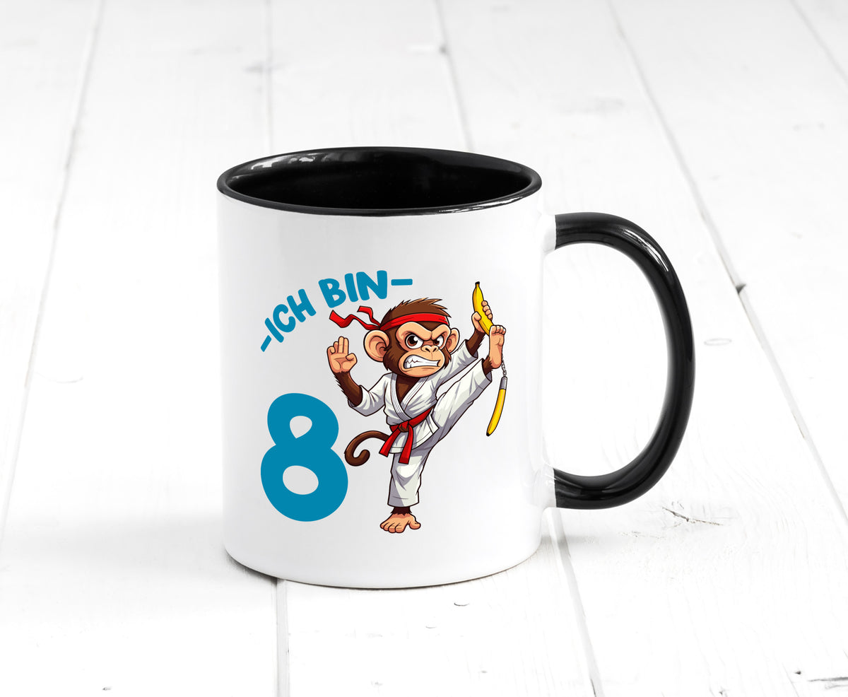 Ich bin 8 | 8. Geburtstag Karate Kampfsport Affe lustiger Spruch Geschenk Tasse