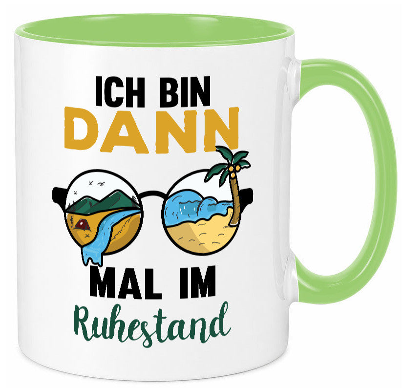 Bin dann mal im Ruhestand | Sonnenbrille Palme Meer lustig Jubiläum Geschenk Tasse