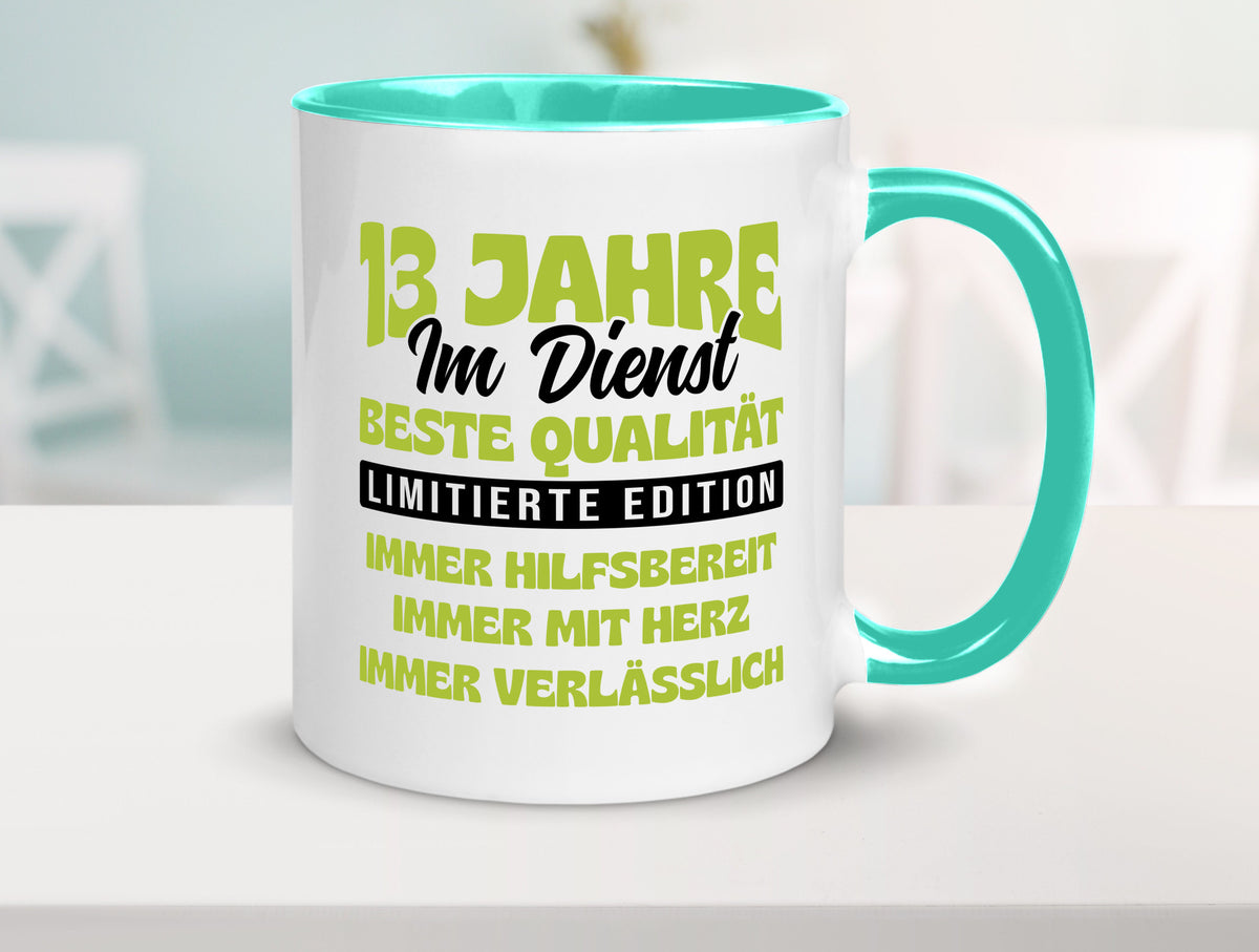 13 Jahre im Dienst | Jubiläum Arbeit v4 lustig Kollegen Büro Geschenk Tasse