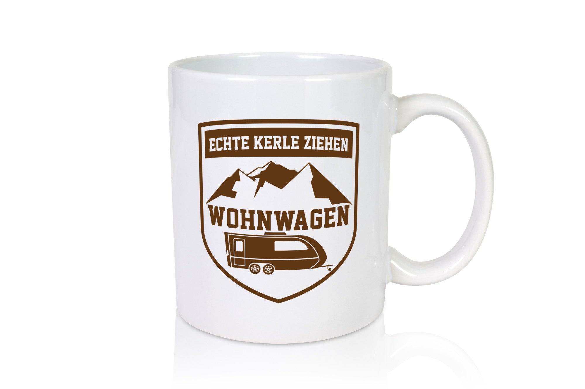 Echte Kerle | Wappen Wohnwagen Humor Geschenkidee Tasse