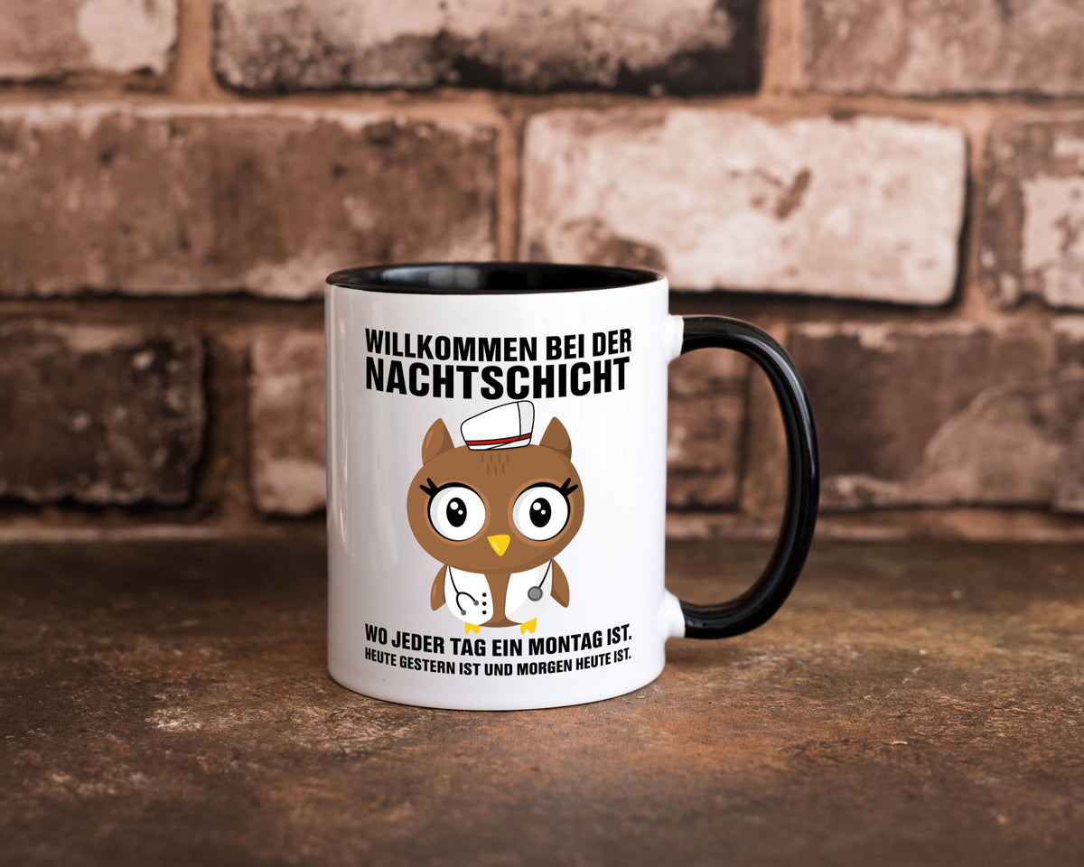 Nachtschicht | müde Eule Sanitäter Krankenschwester Humor Geschenkidee Tasse