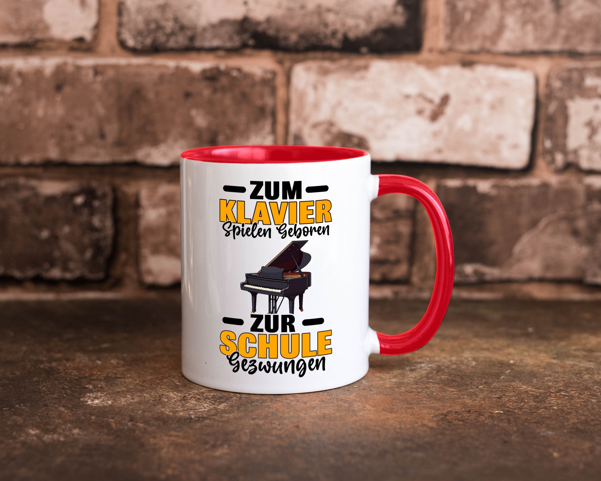 Zum Klavier spielen geboren zur Schule gezwungen v2 lustiger Spruch Geschenk