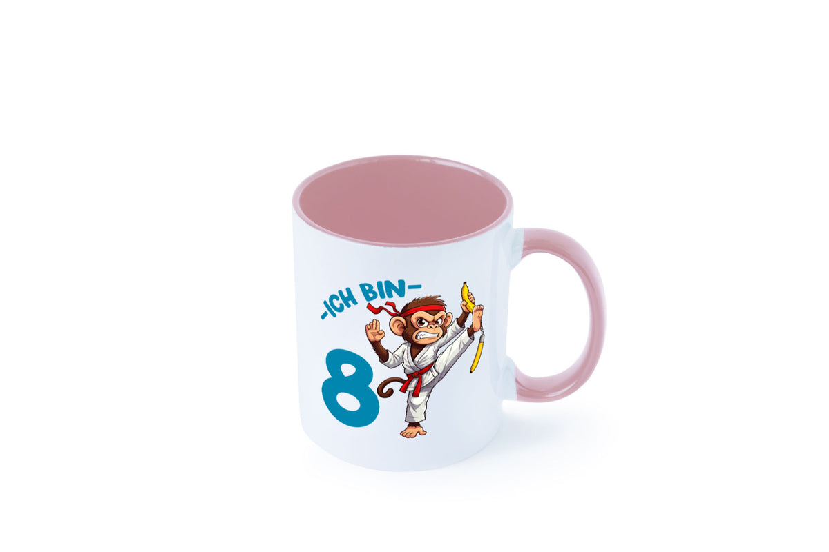 Ich bin 8 | 8. Geburtstag Karate Kampfsport Affe lustiger Spruch Geschenk Tasse