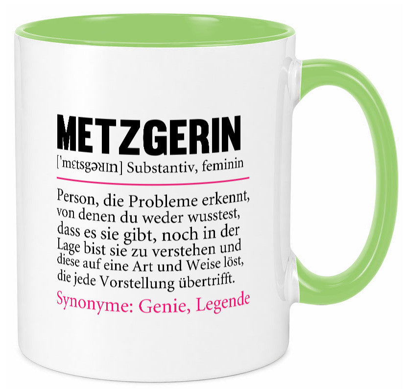 Metzgerin | lustig Fleischerin Humor v2 lustiger Spruch Geschenk Geschenkidee Tasse