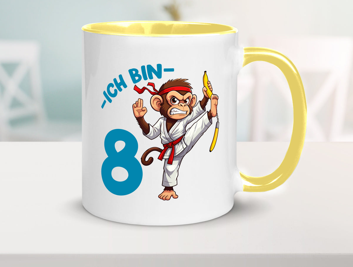 Ich bin 8 | 8. Geburtstag Karate Kampfsport Affe lustiger Spruch Geschenk Tasse