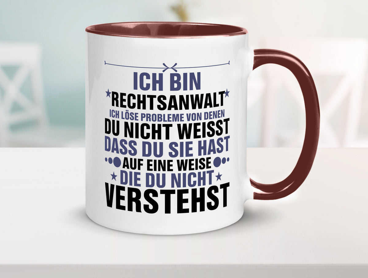 Löse Probleme: Rechtsanwalt | Anwalt Jurist v2 lustig Humor Geschenkidee Tasse