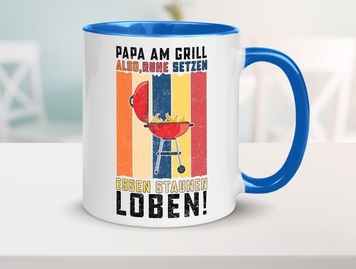 Papa am Grill | Grillmeister BBQ Grillabend v2 Geschenkidee Humor Tasse