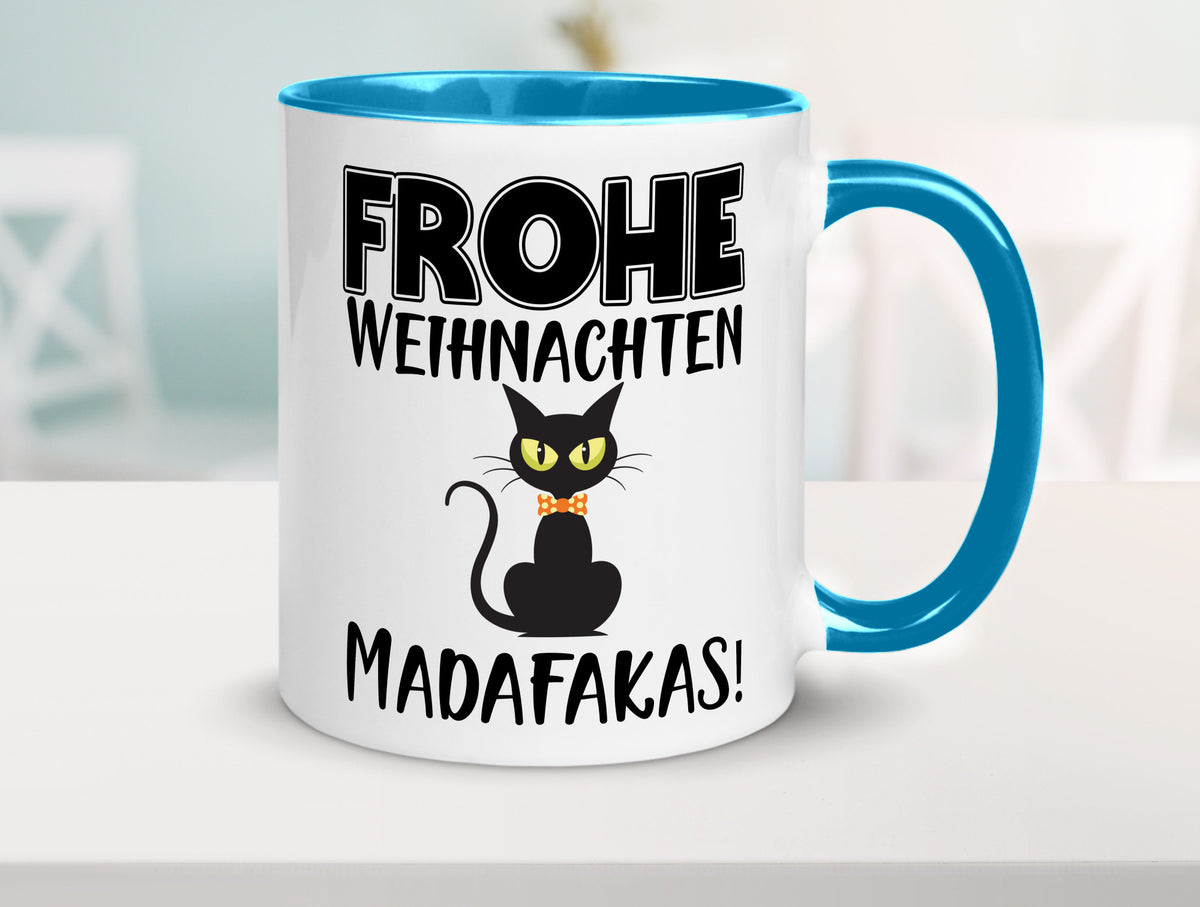 Frohe Weihnachten Madafakas! | Katze Tasse Vintage lustiger Spruch Geschenk