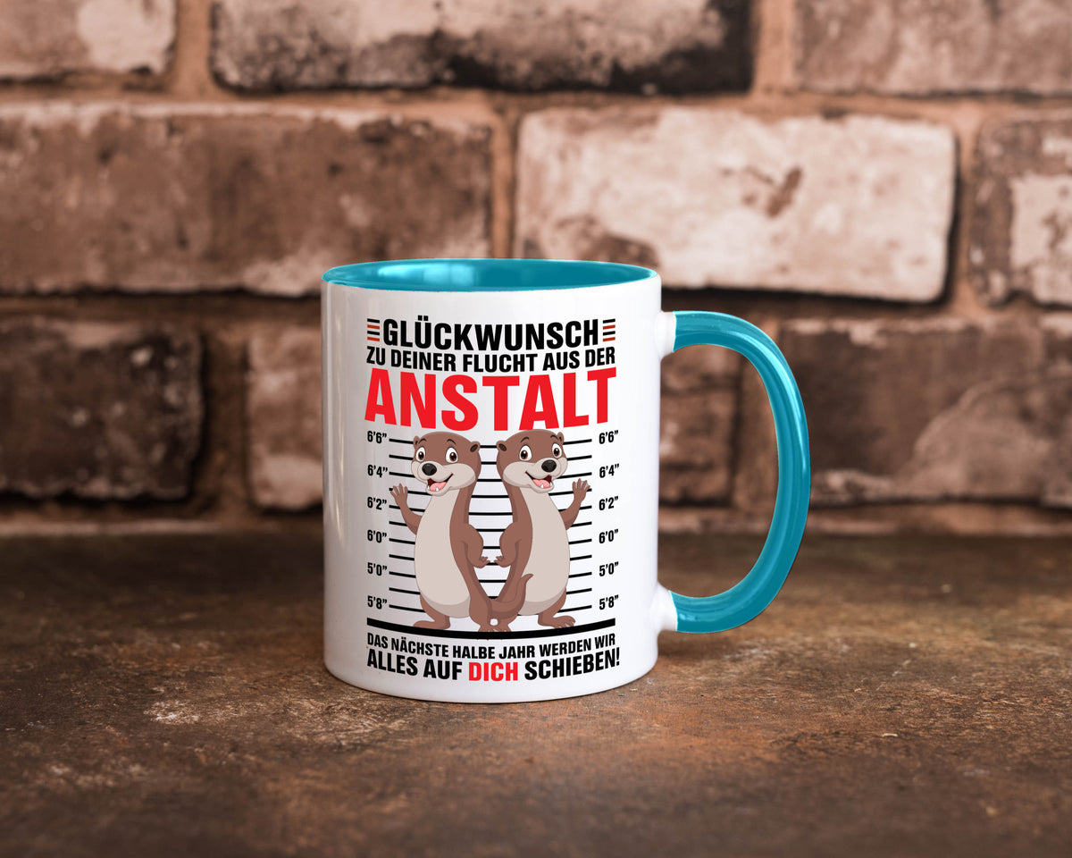 Glückwunch zur Flucht | Jobwechsel Arbeitskollegen Geschenk Arbeit Kollegen Tasse